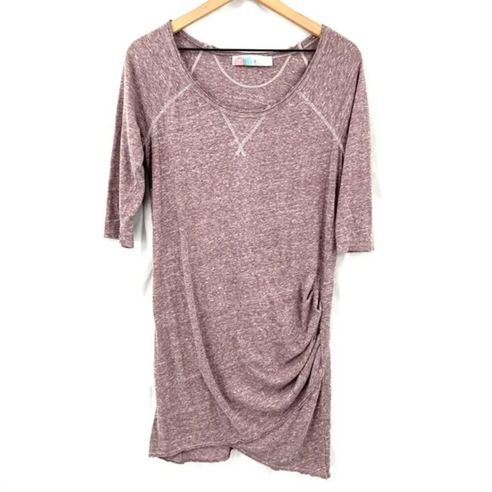 Free People FP beach pullover‎ t-shirt dress 3/4 sleeve casual comfy mauve M